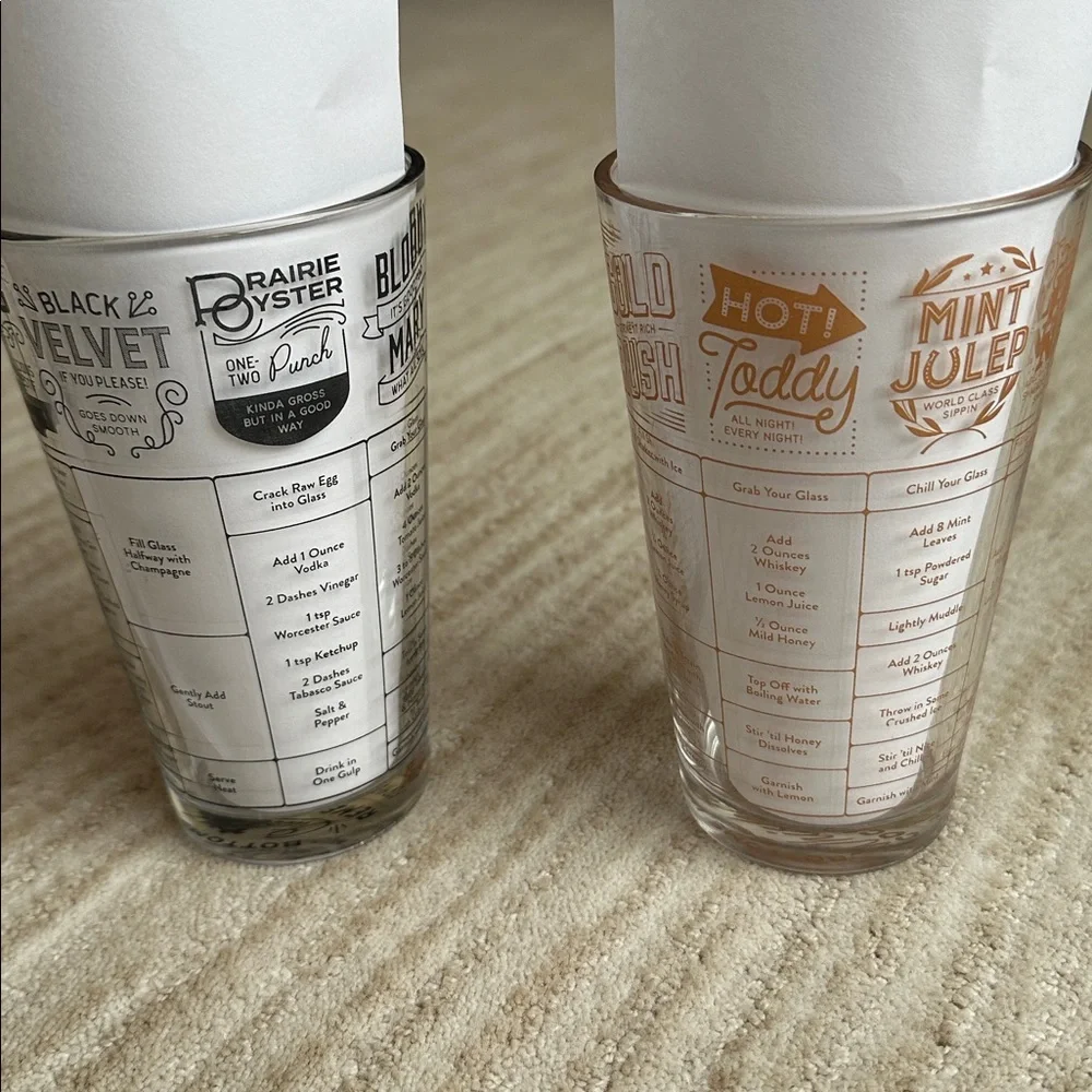 Bottoms Up Quality Cocktail and Remedies Hangover Recipe Pint Glasses